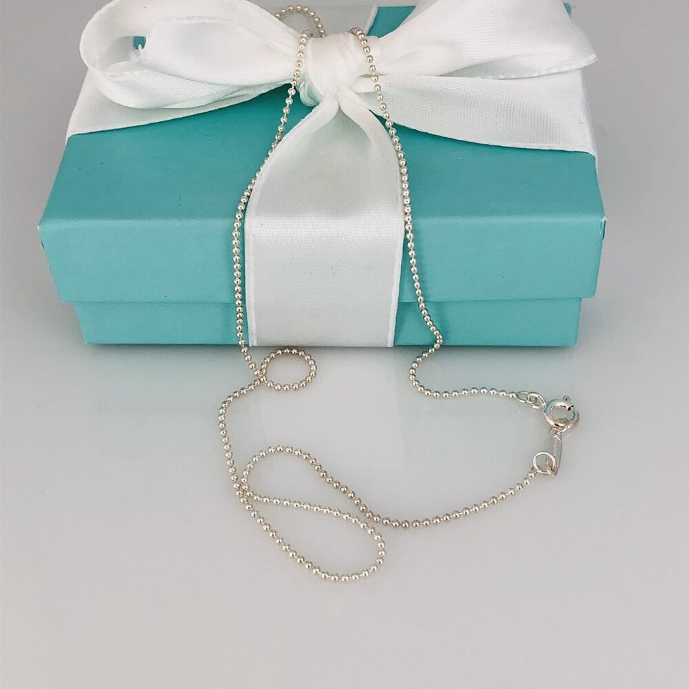 Tiffany & Co 18” Bead Chain Necklace 1mm Classic in Sterling Silver